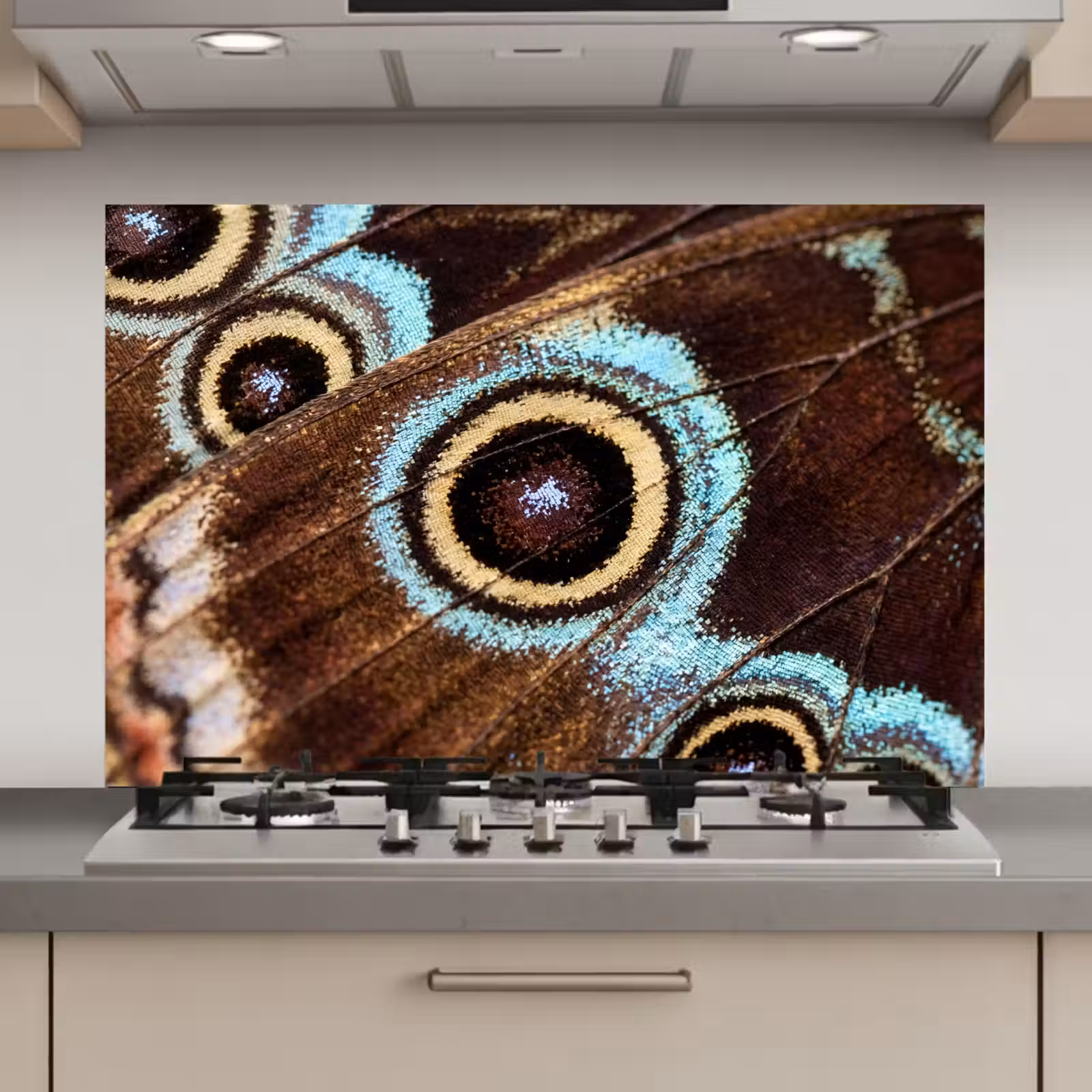 Spatscherm keuken - Vleugels - Vlinder - Blauw — 1