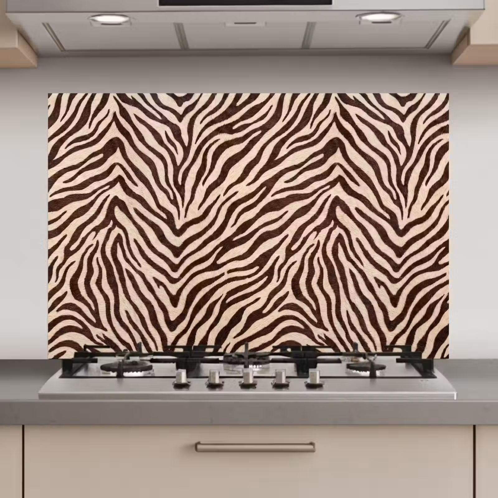 Spatscherm keuken - Zebra - Strepen - Bruin — 1