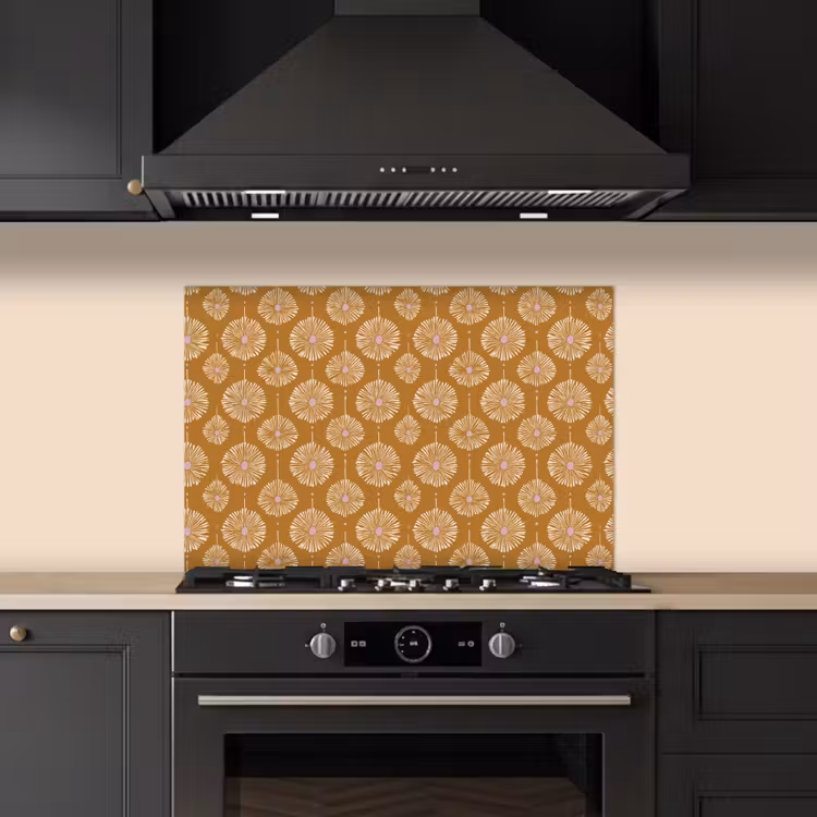Spatscherm keuken - Bloemen - Modern - Oker — 2