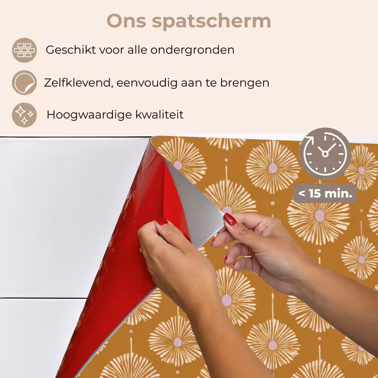 Spatscherm keuken - Bloemen - Modern - Oker — 4