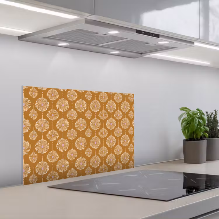 Spatscherm keuken - Bloemen - Modern - Oker — 5
