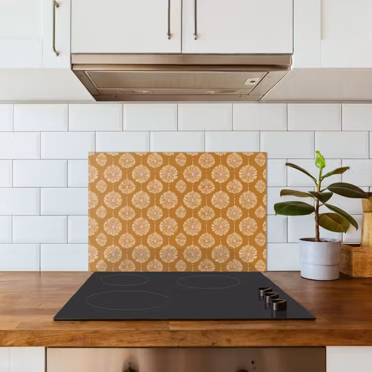 Spatscherm keuken - Bloemen - Modern - Oker — 6