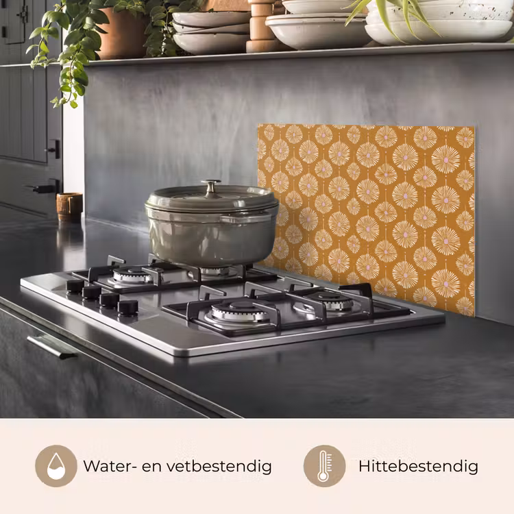 Spatscherm keuken - Bloemen - Modern - Oker — 7