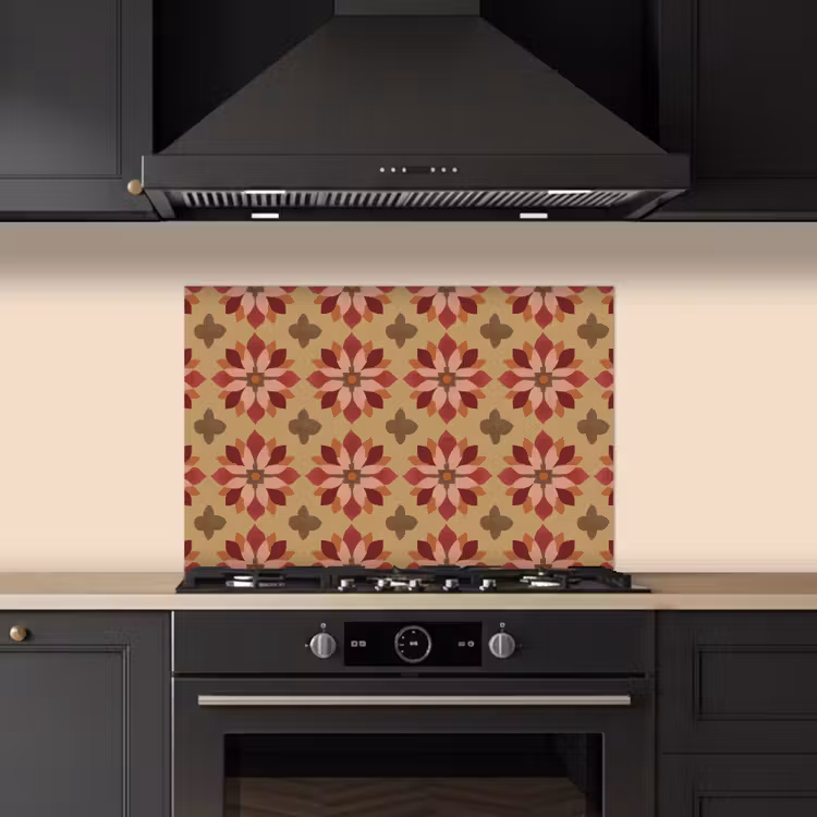 Spatscherm keuken - Bloemen - Retro - Groen — 2