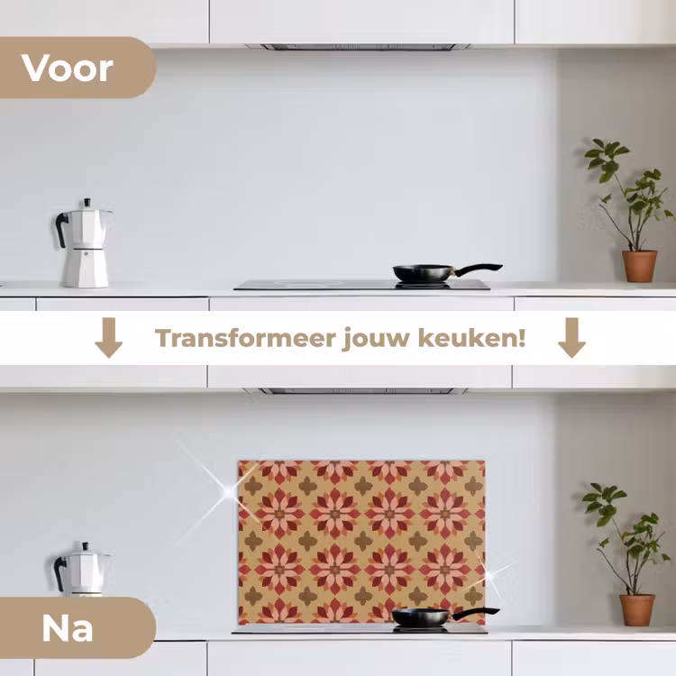 Spatscherm keuken - Bloemen - Retro - Groen — 3