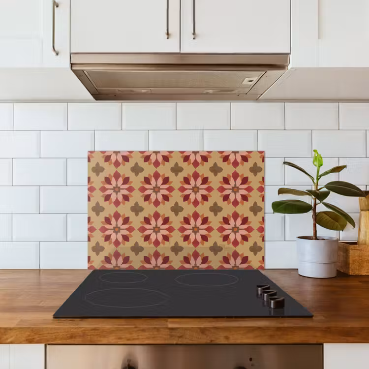 Spatscherm keuken - Bloemen - Retro - Groen — 6