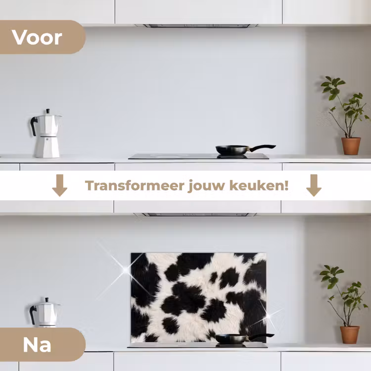 Spatscherm keuken - Bont - Textuur - Zwart - Wit — 3