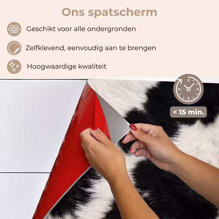 Spatscherm keuken - Bont - Textuur - Zwart - Wit — 4