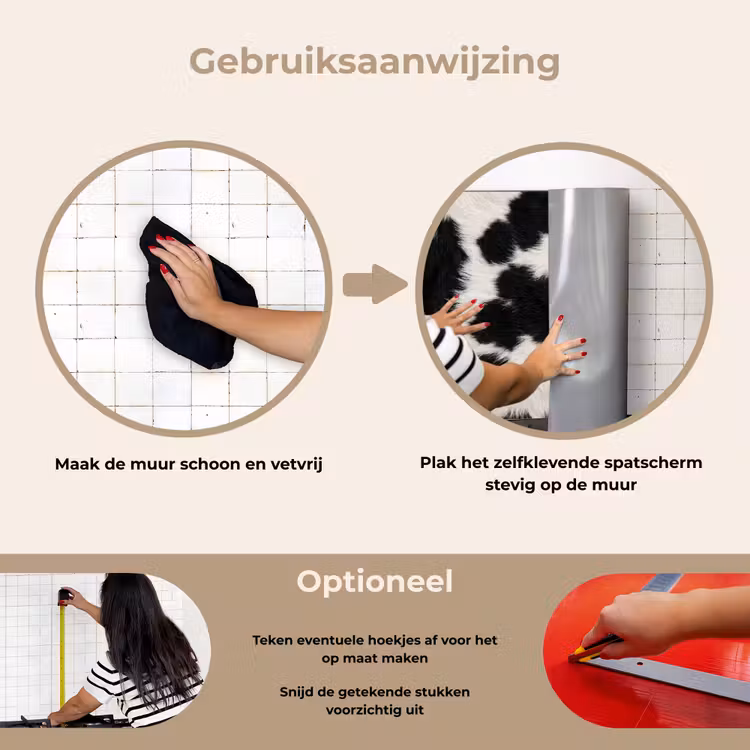 Spatscherm keuken - Bont - Textuur - Zwart - Wit — 8