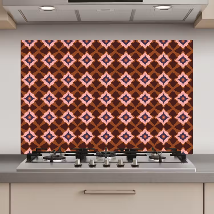 Spatscherm keuken - Geometrisch - Sierlijk - Bruin — 1