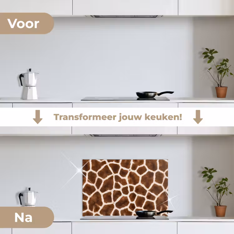 Spatscherm keuken - Giraf - Vacht - Klassiek - Bruin — 3