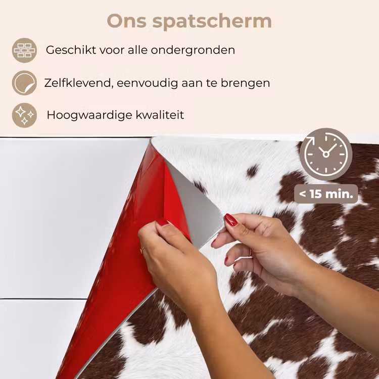 Spatscherm keuken - Koeienhuid - Klassiek - Bruin — 4