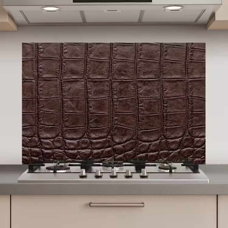 Spatscherm keuken - Krokodil - Leer - Bruin — 1