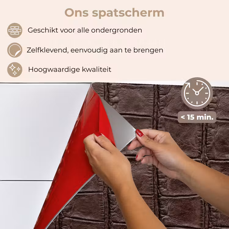 Spatscherm keuken - Krokodil - Leer - Bruin — 4