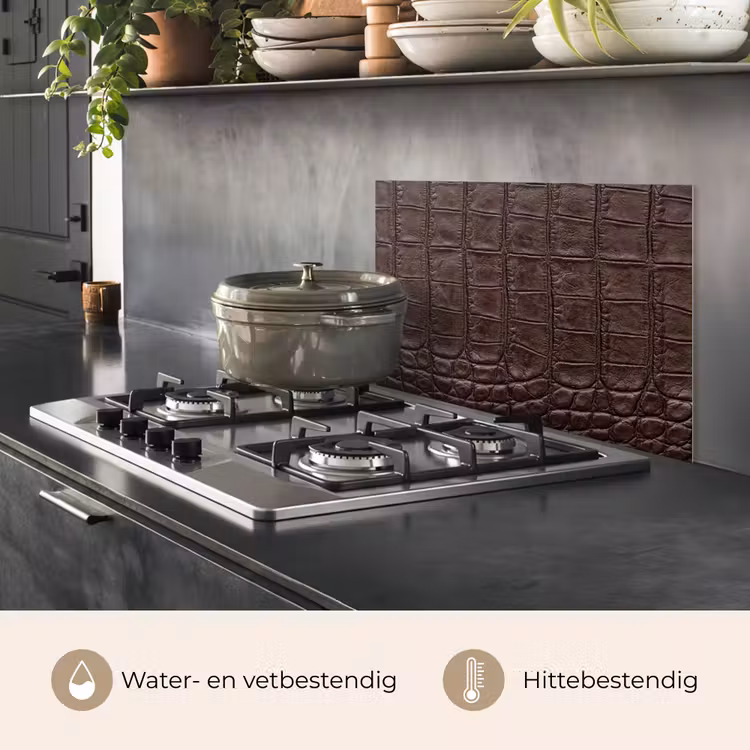 Spatscherm keuken - Krokodil - Leer - Bruin — 7