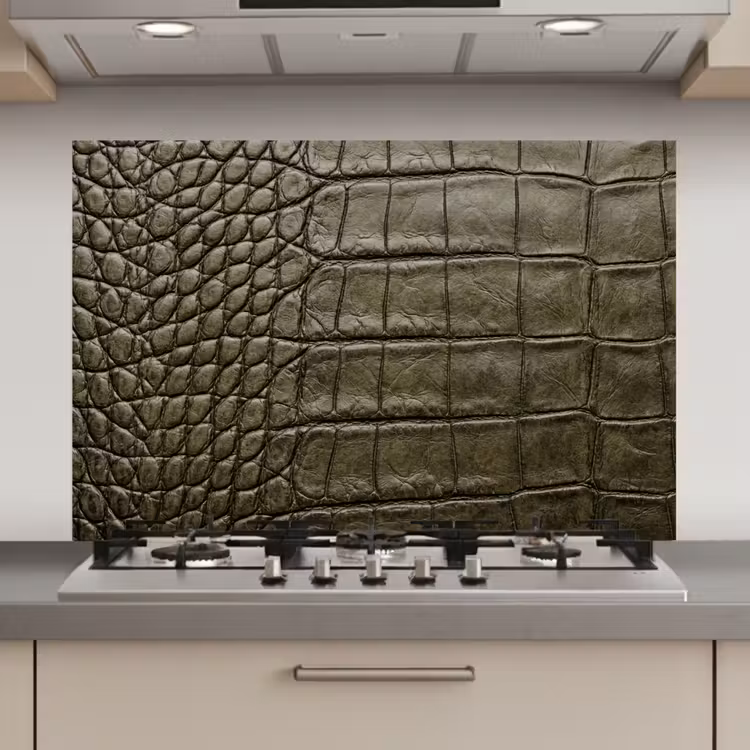Spatscherm keuken - Krokodillenleer - Structuur - Groen — 1