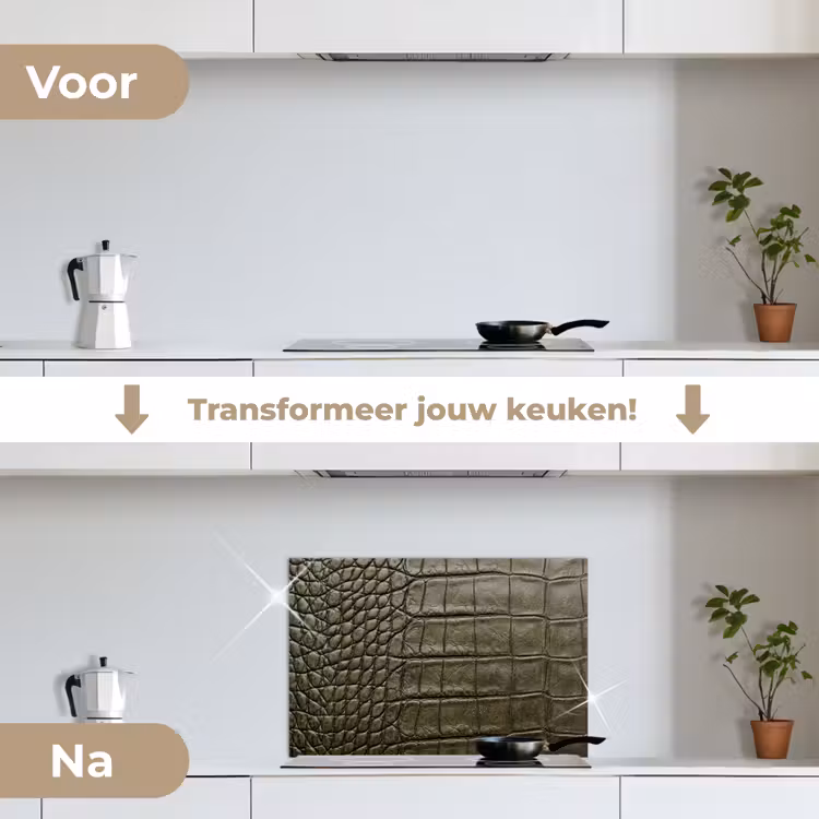 Spatscherm keuken - Krokodillenleer - Structuur - Groen — 3