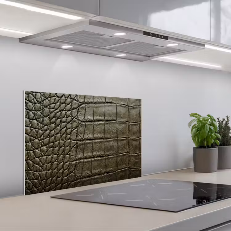 Spatscherm keuken - Krokodillenleer - Structuur - Groen — 5