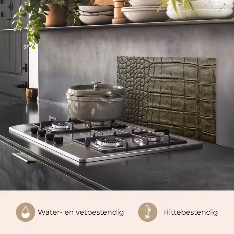 Spatscherm keuken - Krokodillenleer - Structuur - Groen — 7