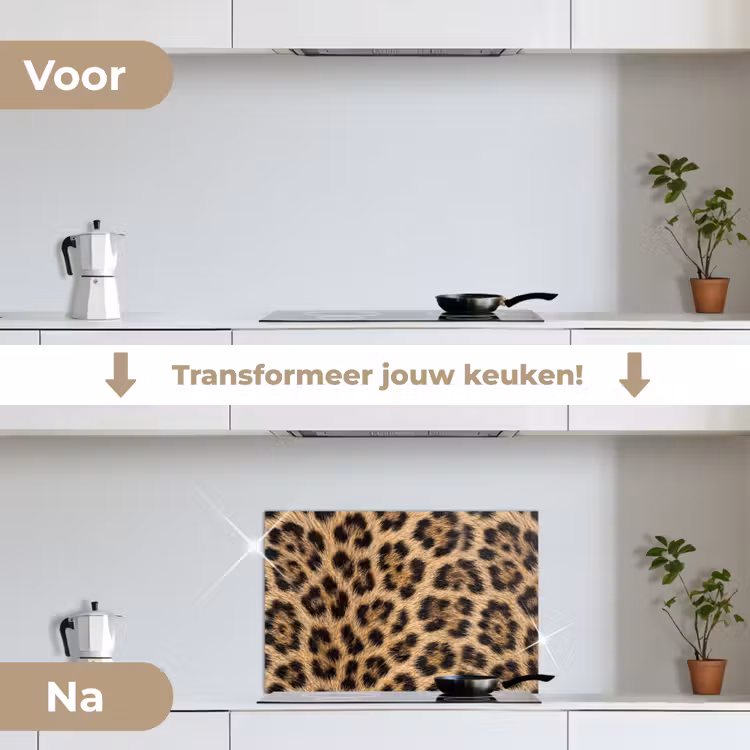 Spatscherm keuken - Luipaard - Vacht - Klassiek - Bruin — 3