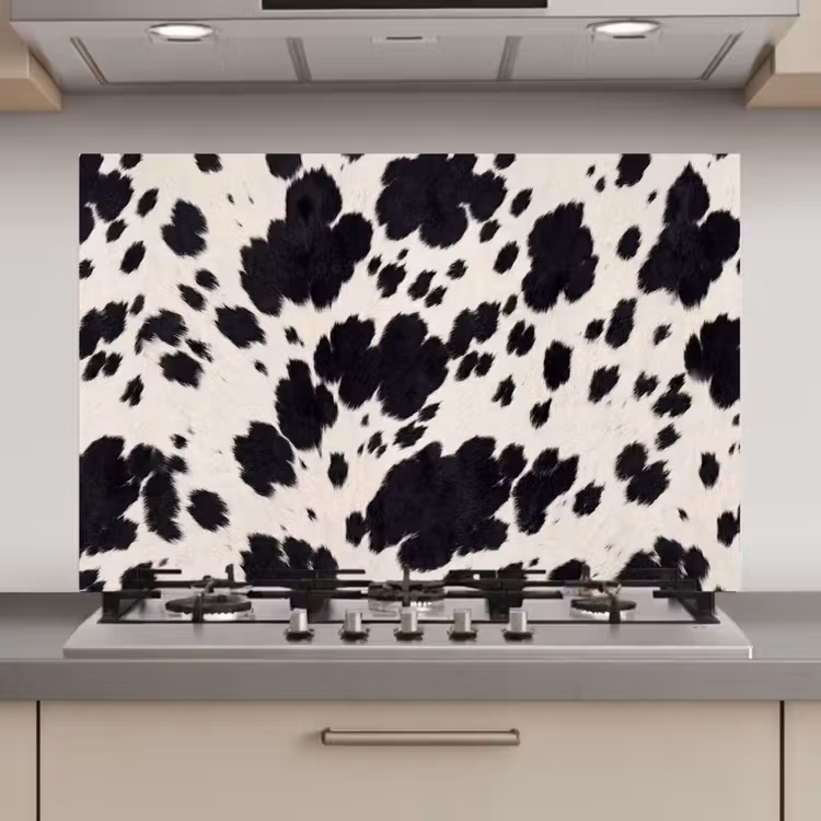 Spatscherm keuken - Patroon - Vacht - Zwart - Wit — 1