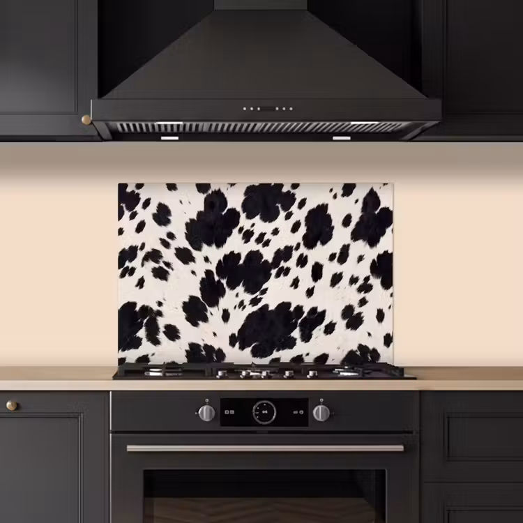 Spatscherm keuken - Patroon - Vacht - Zwart - Wit — 2