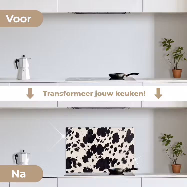 Spatscherm keuken - Patroon - Vacht - Zwart - Wit — 3