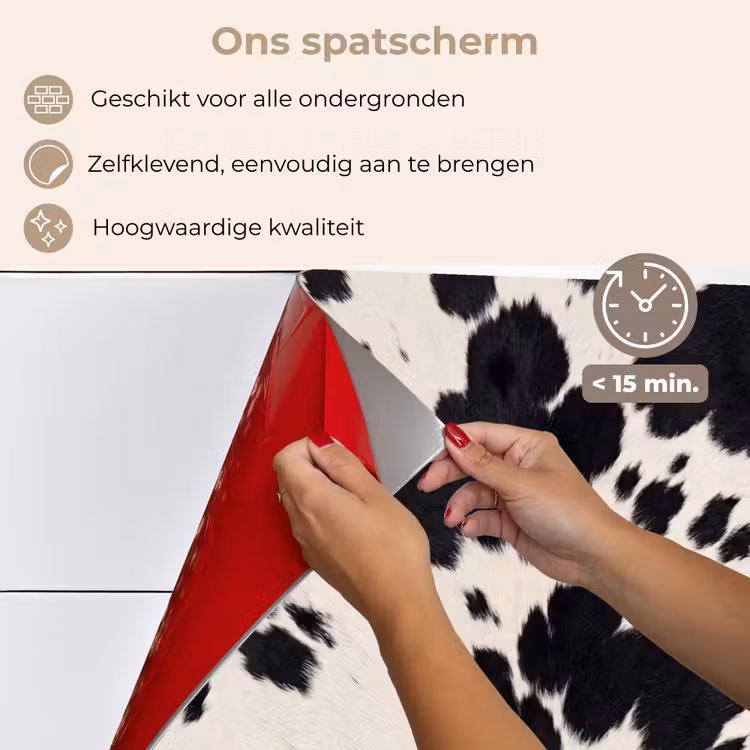 Spatscherm keuken - Patroon - Vacht - Zwart - Wit — 4