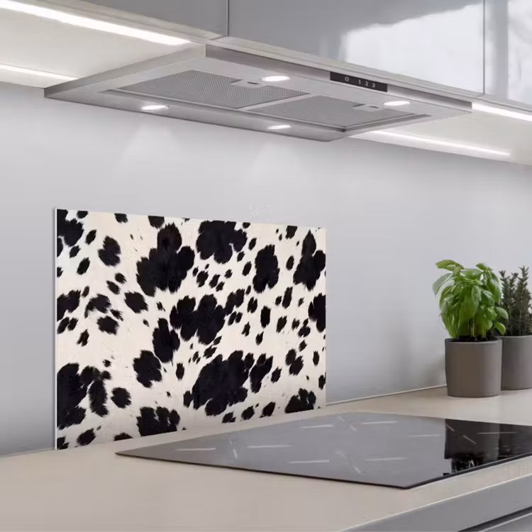 Spatscherm keuken - Patroon - Vacht - Zwart - Wit — 5
