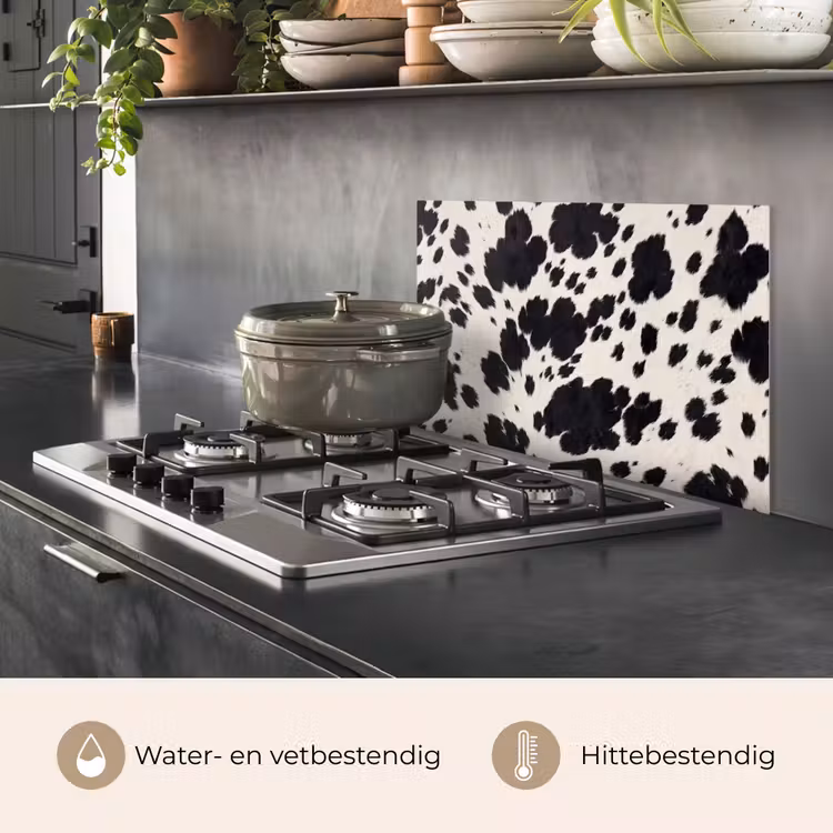Spatscherm keuken - Patroon - Vacht - Zwart - Wit — 7