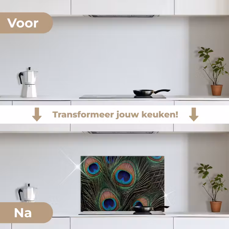Spatscherm keuken - Pauwenveren - Klassiek - Groen — 3