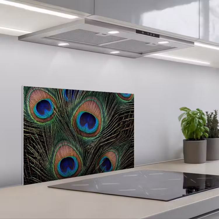 Spatscherm keuken - Pauwenveren - Klassiek - Groen — 5