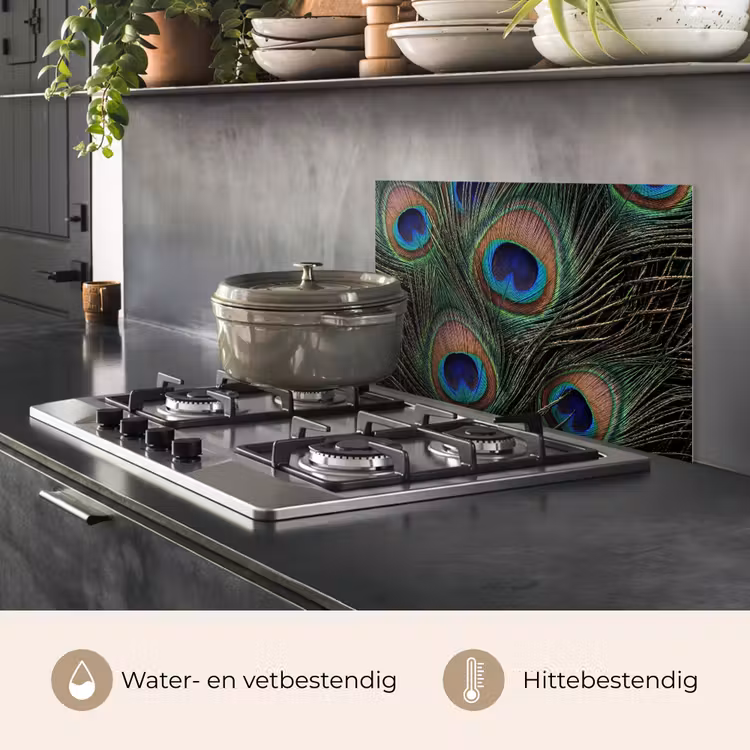 Spatscherm keuken - Pauwenveren - Klassiek - Groen — 7