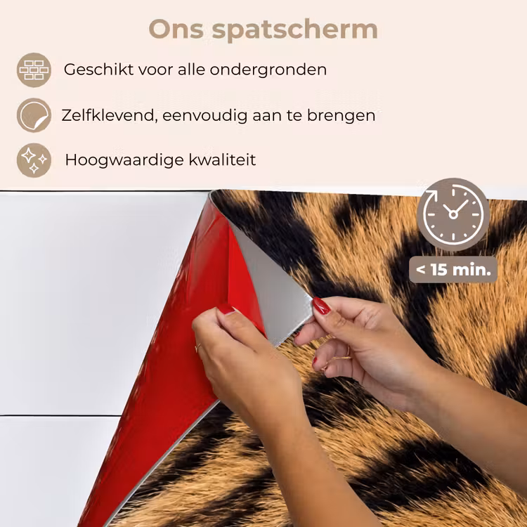 Spatscherm keuken - Realistisch - Tijgervacht - Zwart — 4