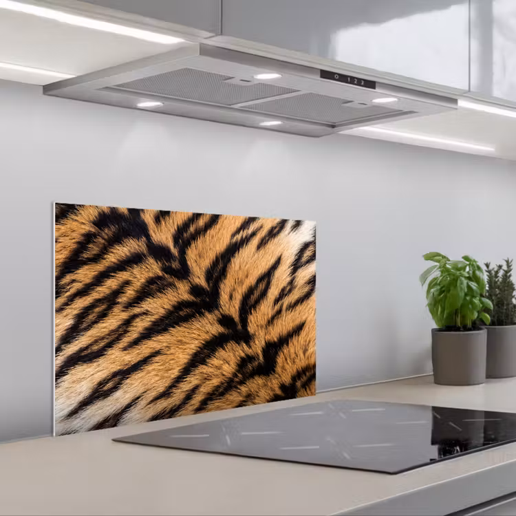 Spatscherm keuken - Realistisch - Tijgervacht - Zwart — 5