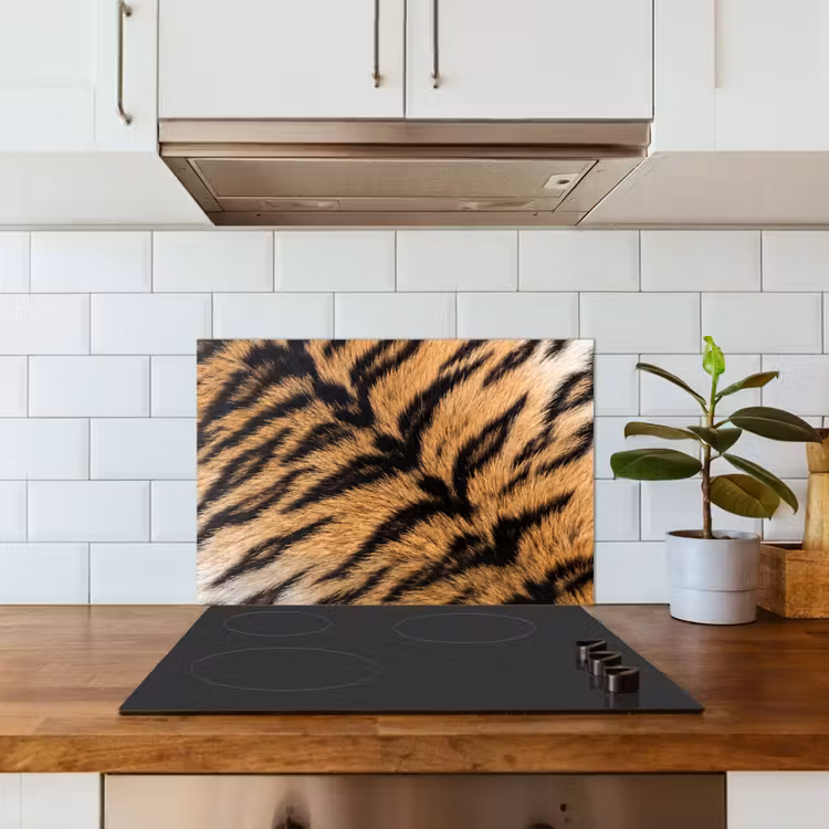 Spatscherm keuken - Realistisch - Tijgervacht - Zwart — 6