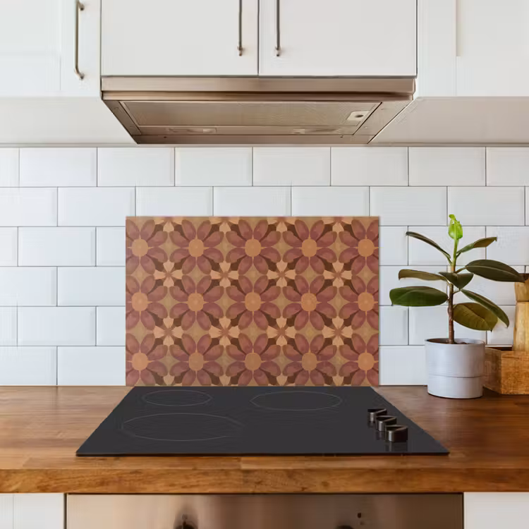 Spatscherm keuken - Retro - Bloemen - Bruin — 6