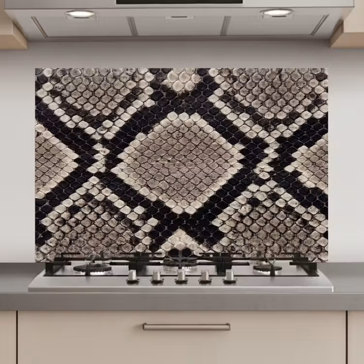 Spatscherm keuken - Slangenleer - Patroon - Beige — 1