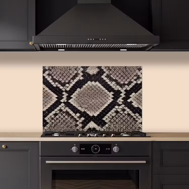 Spatscherm keuken - Slangenleer - Patroon - Beige — 2