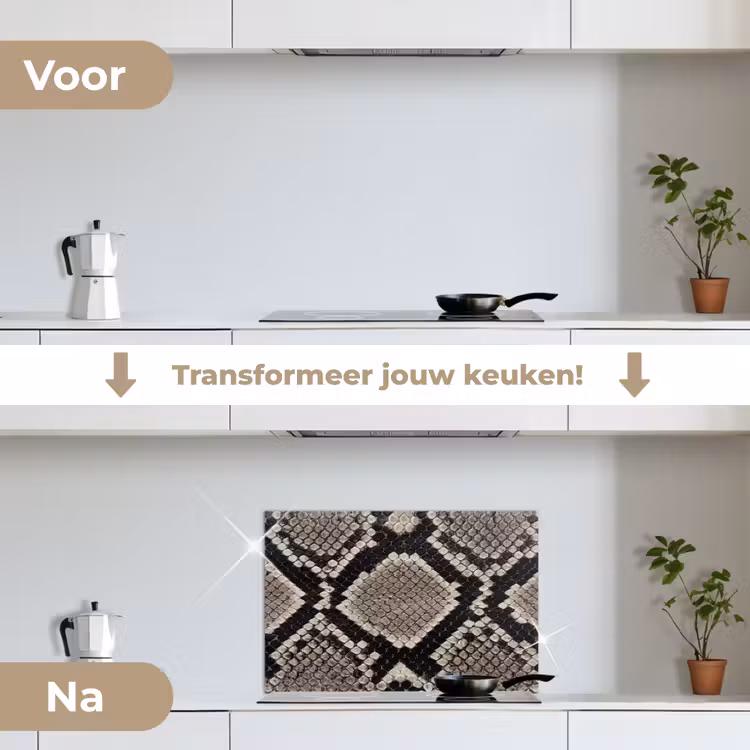 Spatscherm keuken - Slangenleer - Patroon - Beige — 3
