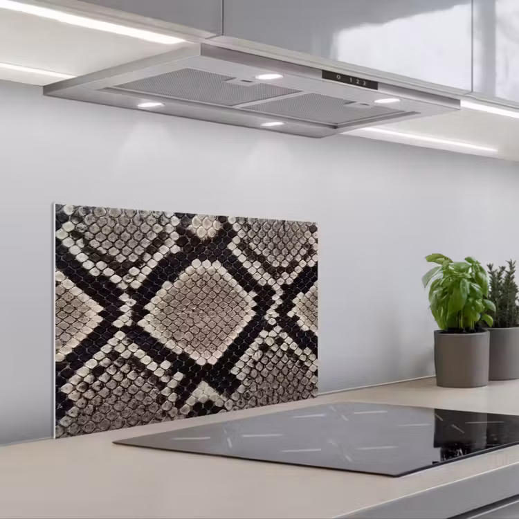 Spatscherm keuken - Slangenleer - Patroon - Beige — 5