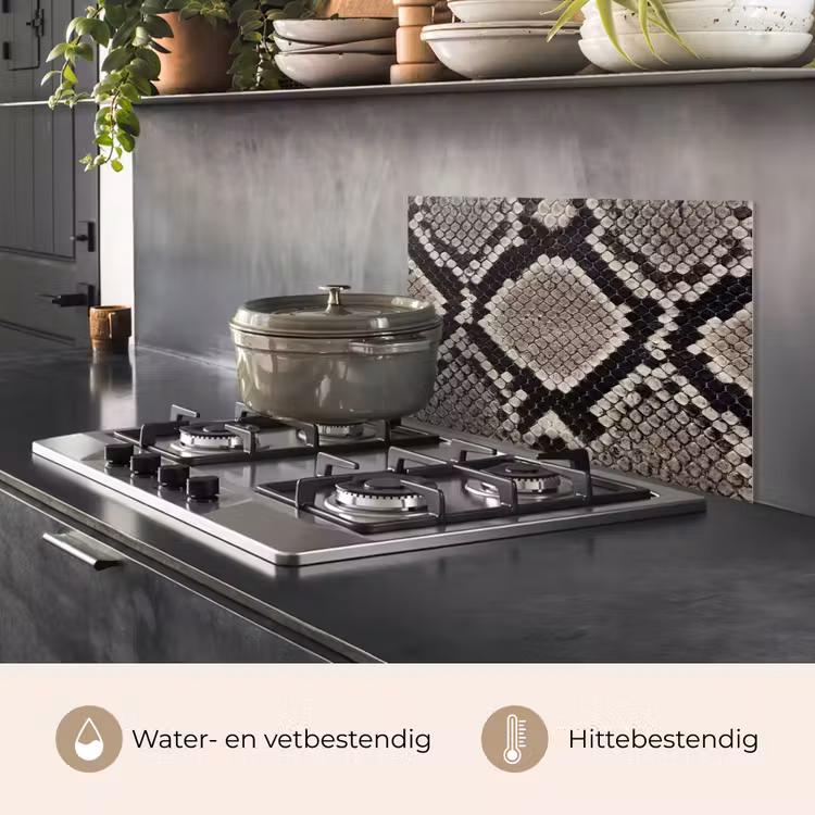 Spatscherm keuken - Slangenleer - Patroon - Beige — 7