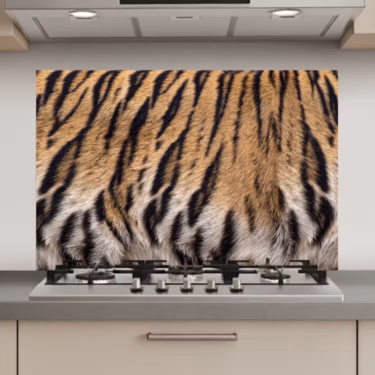 Spatscherm keuken - Tijgervacht - Klassiek - Zwart — 1
