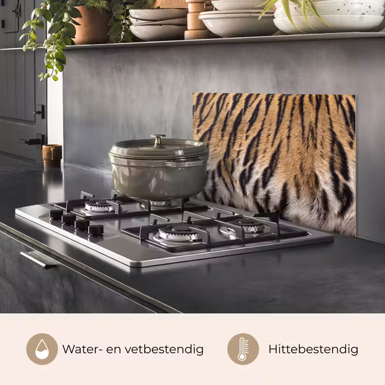 Spatscherm keuken - Tijgervacht - Klassiek - Zwart — 7