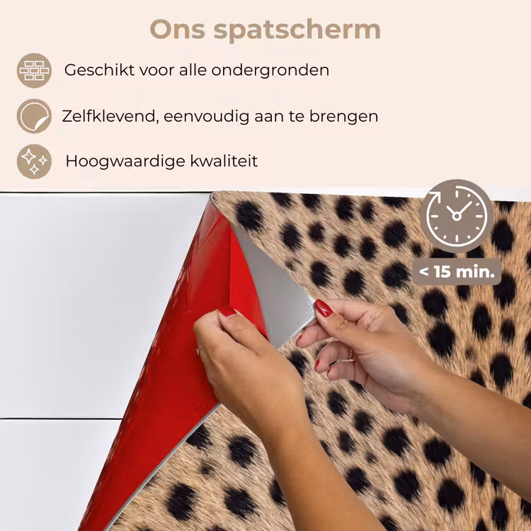 Spatscherm keuken - Vacht - Jachtluipaard - Zwart - Wit — 4