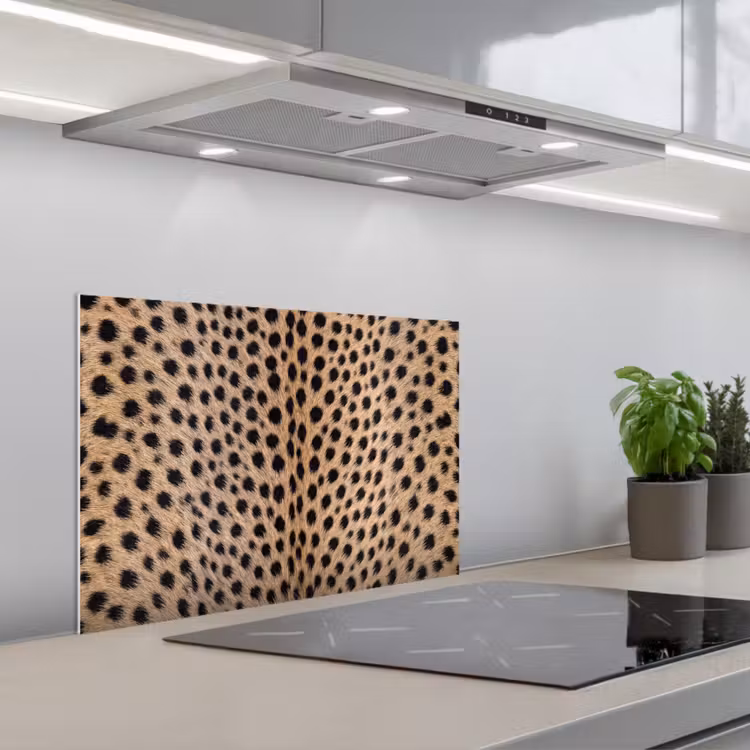 Spatscherm keuken - Vacht - Jachtluipaard - Zwart - Wit — 5