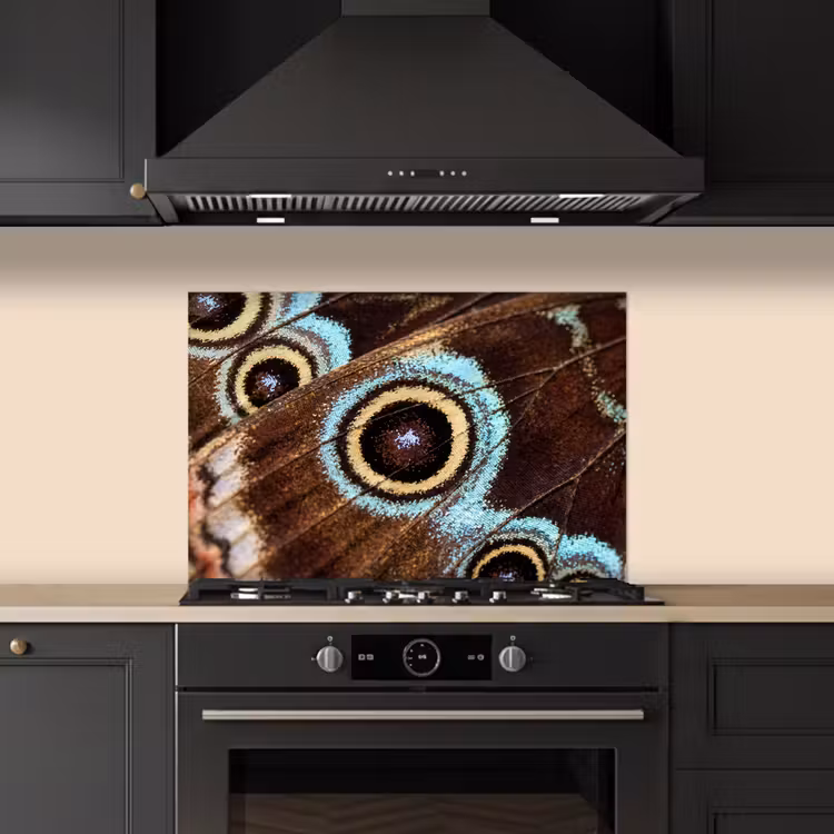 Spatscherm keuken - Vleugels - Vlinder - Blauw — 2