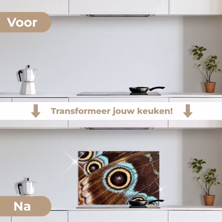 Spatscherm keuken - Vleugels - Vlinder - Blauw — 3