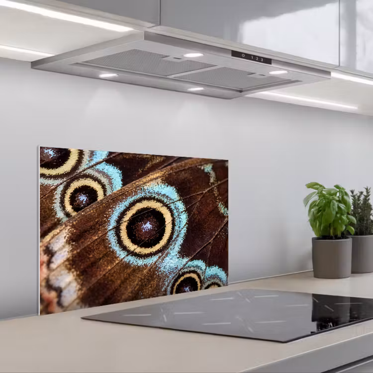 Spatscherm keuken - Vleugels - Vlinder - Blauw — 5