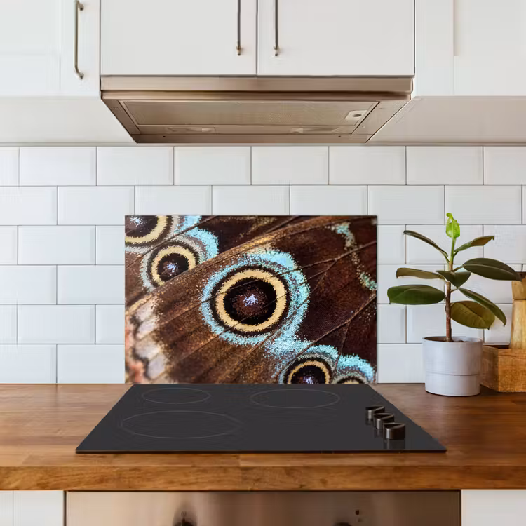 Spatscherm keuken - Vleugels - Vlinder - Blauw — 6